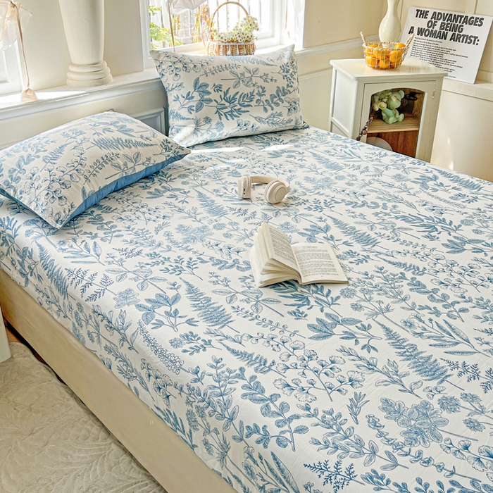 91家纺网 家纺一手货源 找家纺 朵朵家纺 2025新款超柔水洗棉云感印花单床笠床垫保护套床笠（床垫保护套可定制尺寸 ）-场景三 恋爱季节