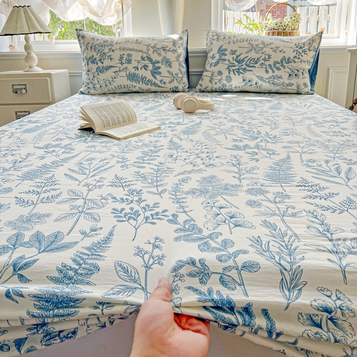 91家纺网 家纺一手货源 找家纺 朵朵家纺 2025新款超柔水洗棉云感印花单床笠床垫保护套床笠（床垫保护套可定制尺寸 ）-场景三 恋爱季节