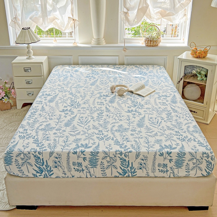 91家纺网 家纺一手货源 找家纺 朵朵家纺 2025新款超柔水洗棉云感印花单床笠床垫保护套床笠（床垫保护套可定制尺寸 ）-场景三 恋爱季节