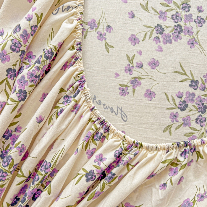 91家纺网 家纺一手货源 找家纺 朵朵家纺 2025新款超柔水洗棉云感印花单床笠床垫保护套床笠（床垫保护套可定制尺寸 ）-场景二 薰衣草