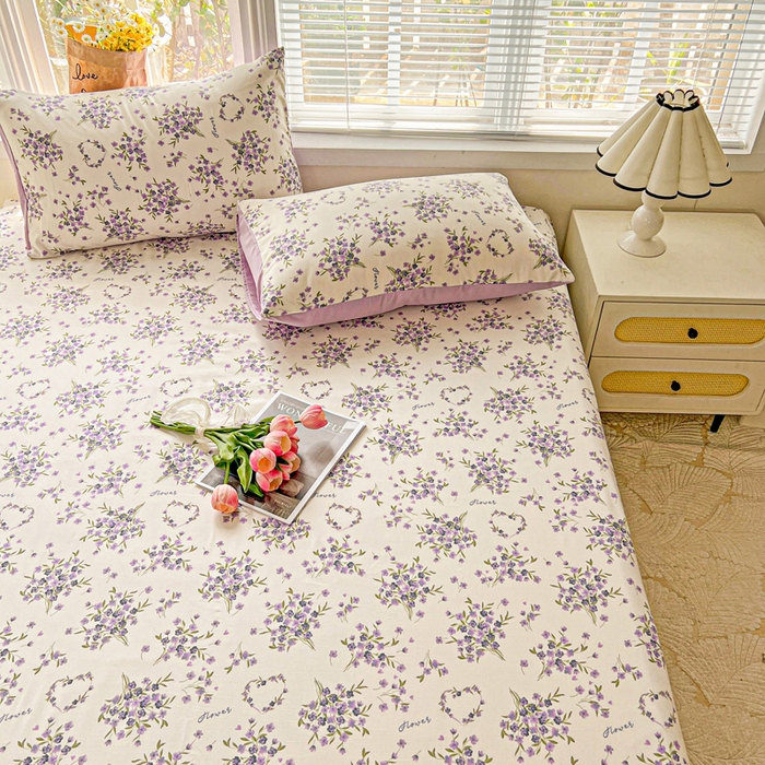 91家纺网 家纺一手货源 找家纺 朵朵家纺 2025新款超柔水洗棉云感印花单床笠床垫保护套床笠（床垫保护套可定制尺寸 ）-场景二 薰衣草