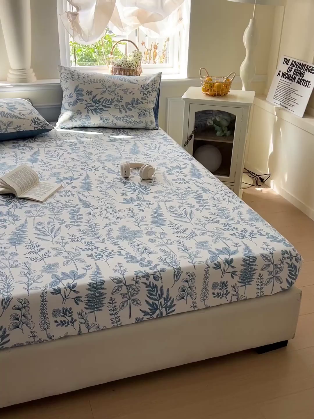 91家纺网 家纺一手货源 找家纺 朵朵家纺 2025新款超柔水洗棉云感印花单床笠床垫保护套床笠（床垫保护套可定制尺寸 ）-场景三 恋爱季节