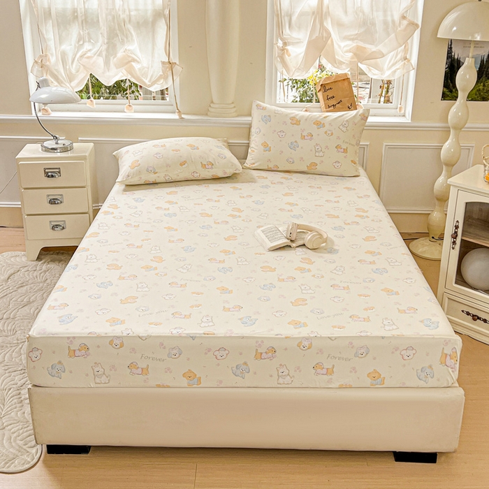 91家纺网 家纺一手货源 找家纺 朵朵家纺 2025新款超柔水洗棉云感印花单床笠床垫保护套床笠（床垫保护套可定制尺寸 ）-场景三 萌宠