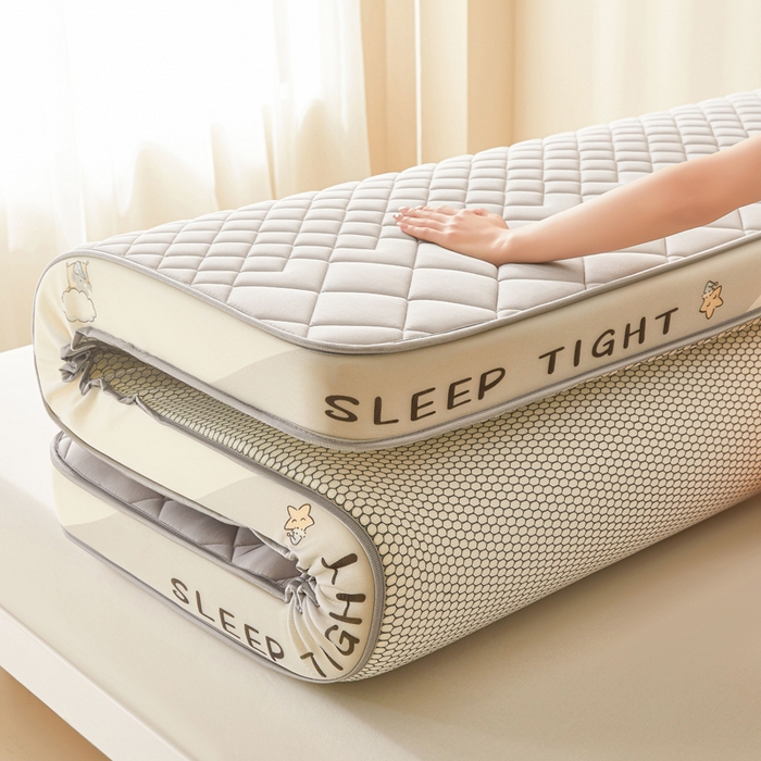 91家纺网 家纺一手货源 找家纺 水妙家纺 2025新款高密度乳胶记忆海绵床垫厚度9cm回弹性好家用海绵床垫 菱形格灰