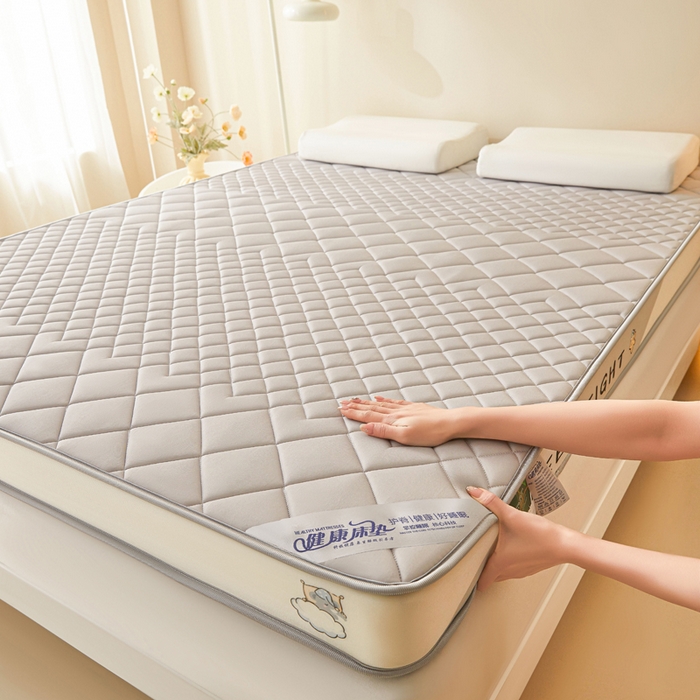 91家纺网 家纺一手货源 找家纺 水妙家纺 2025新款高密度乳胶记忆海绵床垫厚度9cm回弹性好家用海绵床垫 菱形格灰