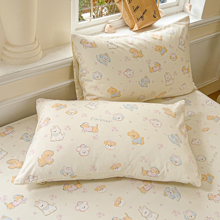 91家纺网 家纺一手货源 找家纺 朵朵家纺 2025新款超柔水洗棉云感印花单床笠床垫保护套床笠（床垫保护套可定制尺寸 ）-场景三 萌宠