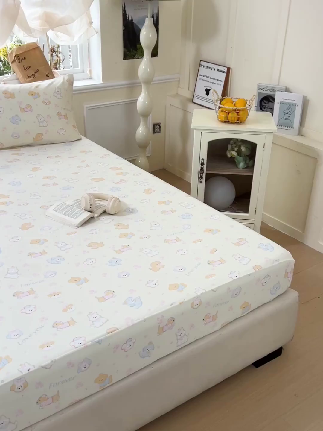 91家纺网 家纺一手货源 找家纺 朵朵家纺 2025新款超柔水洗棉云感印花单床笠床垫保护套床笠（床垫保护套可定制尺寸 ）-场景三 萌宠