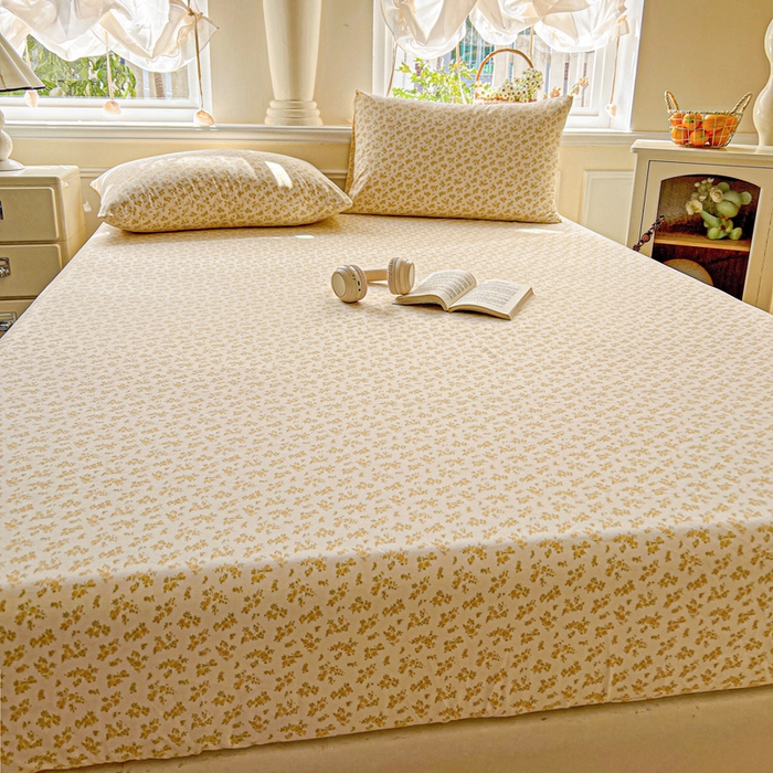 91家纺网 家纺一手货源 找家纺 朵朵家纺 2025新款超柔水洗棉云感印花单床笠床垫保护套床笠（床垫保护套可定制尺寸 ）-场景三 浅香