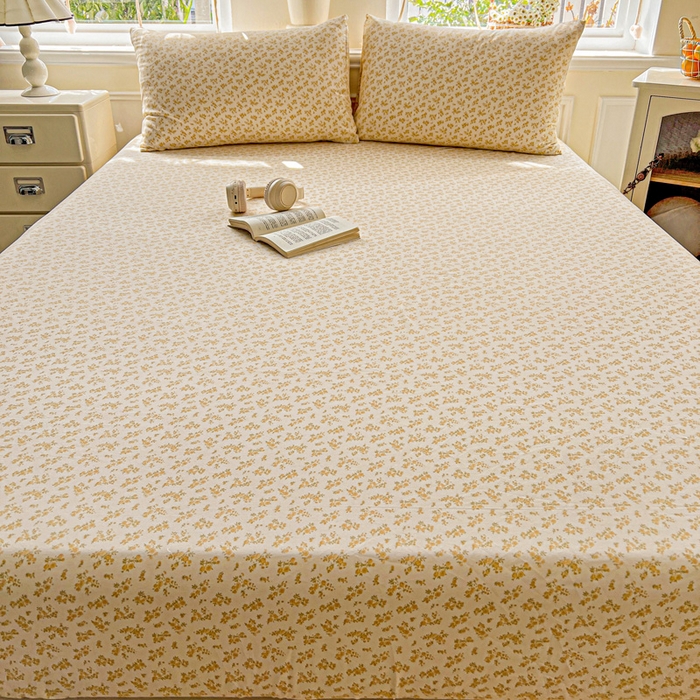 91家纺网 家纺一手货源 找家纺 朵朵家纺 2025新款超柔水洗棉云感印花单床笠床垫保护套床笠（床垫保护套可定制尺寸 ）-场景三 浅香