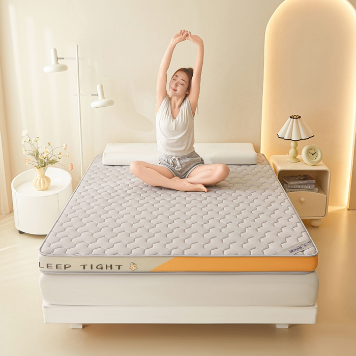 91家纺网 家纺一手货源 找家纺 水妙家纺 2025新款高密度乳胶记忆海绵床垫厚度9cm回弹性好家用海绵床垫 三角格灰