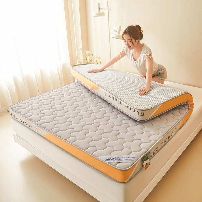 91家纺网 家纺一手货源 找家纺 水妙家纺 2025新款高密度乳胶记忆海绵床垫厚度9cm回弹性好家用海绵床垫 三角格灰