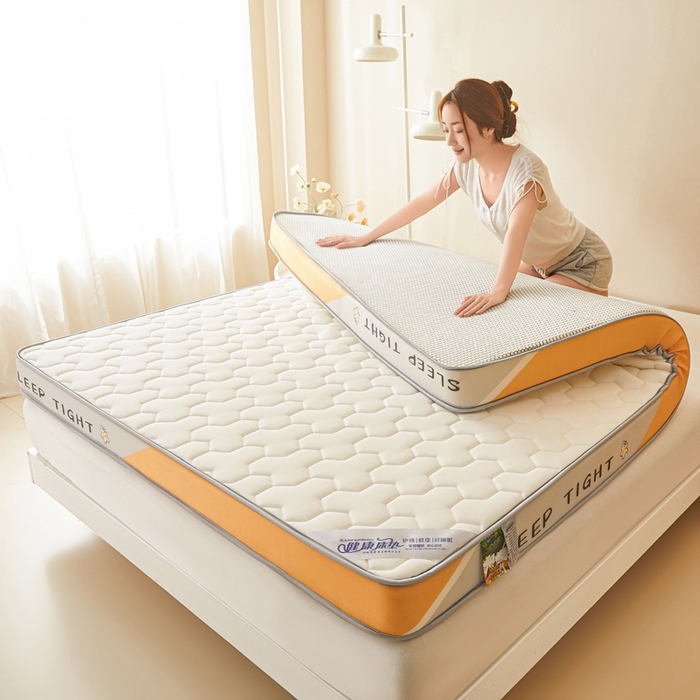 91家纺网 家纺一手货源 找家纺 水妙家纺 2025新款高密度乳胶记忆海绵床垫厚度9cm回弹性好家用海绵床垫 三角格白