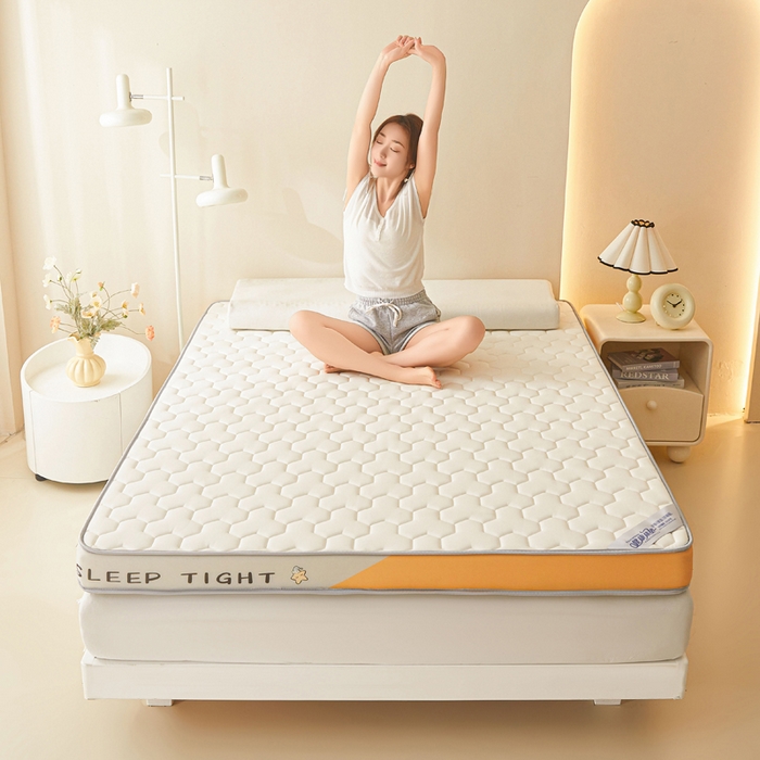 91家纺网 家纺一手货源 找家纺 水妙家纺 2025新款高密度乳胶记忆海绵床垫厚度9cm回弹性好家用海绵床垫 三角格白