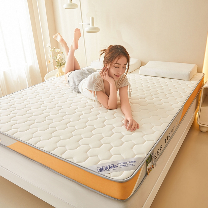 91家纺网 家纺一手货源 找家纺 水妙家纺 2025新款高密度乳胶记忆海绵床垫厚度9cm回弹性好家用海绵床垫 三角格白