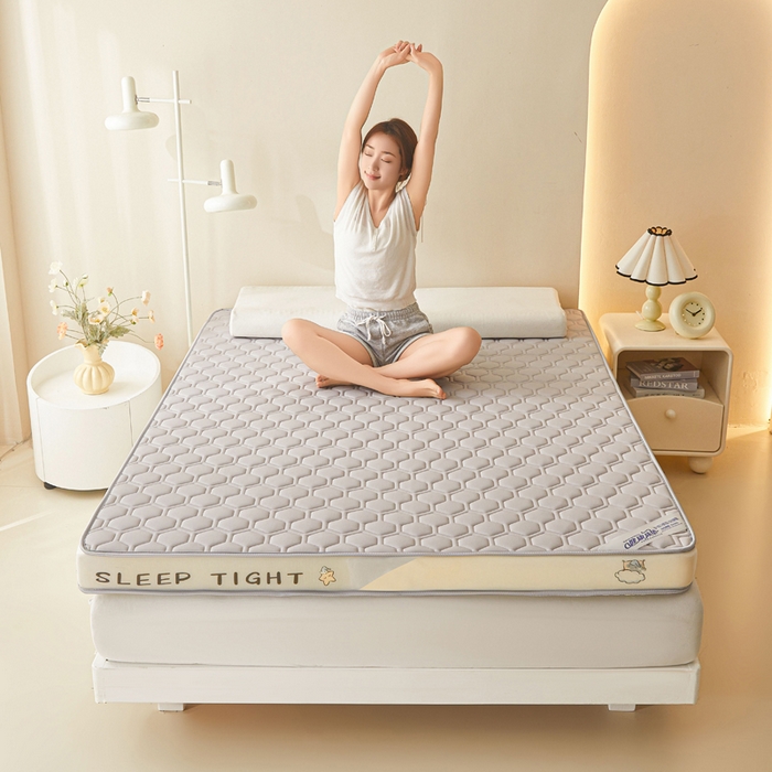 91家纺网 家纺一手货源 找家纺 水妙家纺 2025新款高密度乳胶记忆海绵床垫厚度9cm回弹性好家用海绵床垫 六边形灰