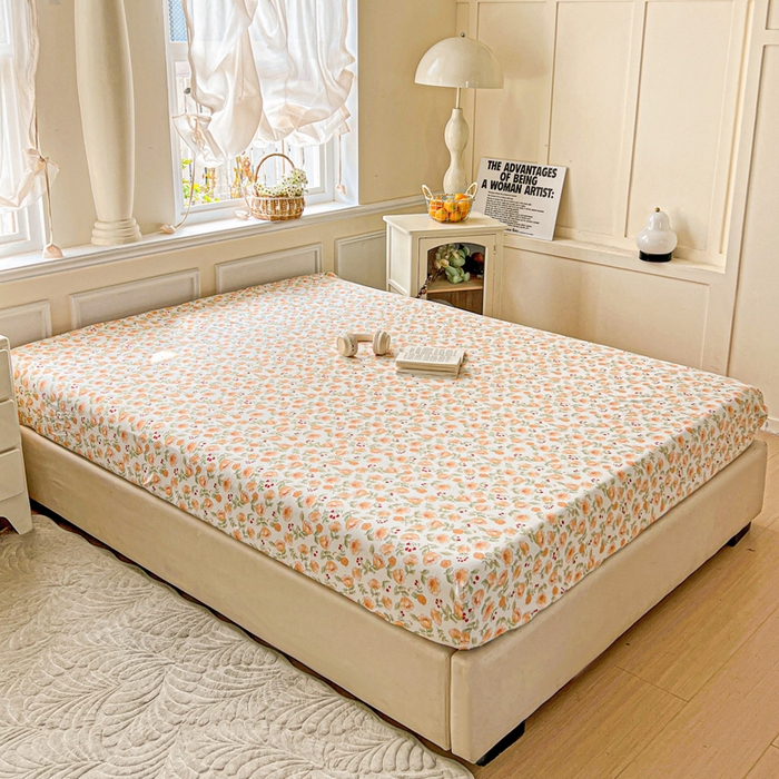 91家纺网 家纺一手货源 找家纺 朵朵家纺 2025新款超柔水洗棉云感印花单床笠床垫保护套床笠（床垫保护套可定制尺寸 ）-场景三 热恋