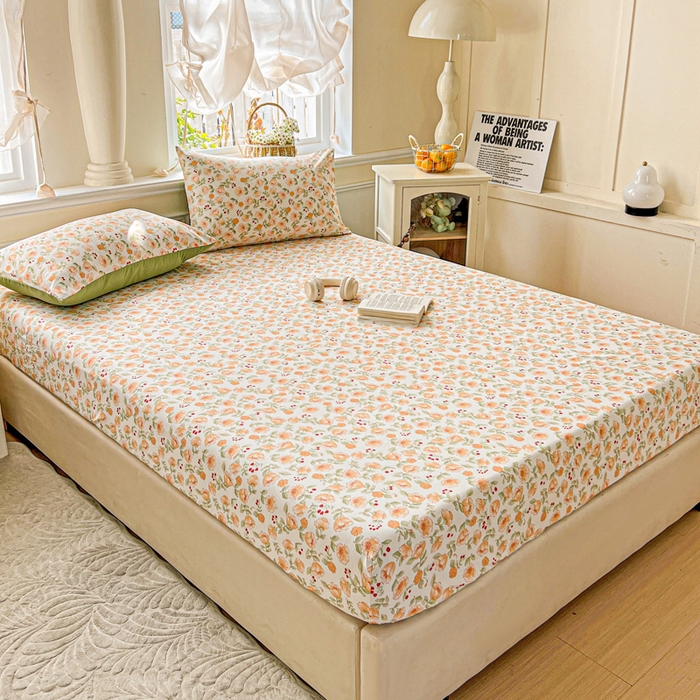 91家纺网 家纺一手货源 找家纺 朵朵家纺 2025新款超柔水洗棉云感印花单床笠床垫保护套床笠（床垫保护套可定制尺寸 ）-场景三 热恋