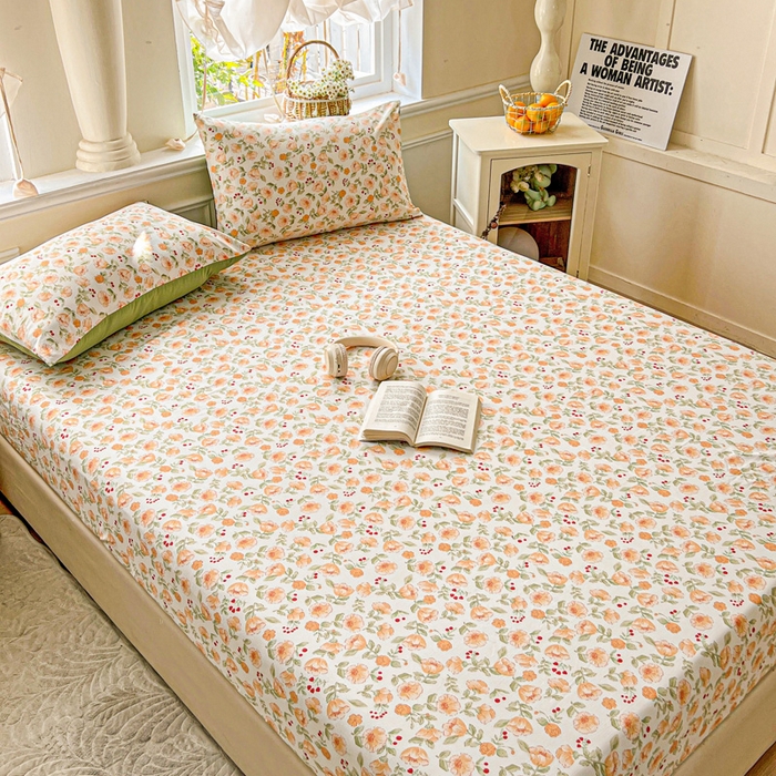 91家纺网 家纺一手货源 找家纺 朵朵家纺 2025新款超柔水洗棉云感印花单床笠床垫保护套床笠（床垫保护套可定制尺寸 ）-场景三 热恋