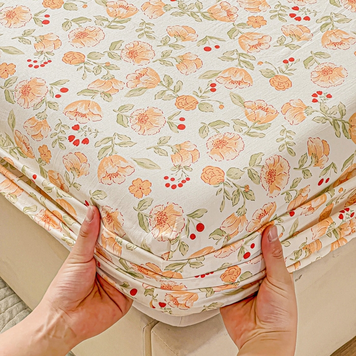 91家纺网 家纺一手货源 找家纺 朵朵家纺 2025新款超柔水洗棉云感印花单床笠床垫保护套床笠（床垫保护套可定制尺寸 ）-场景三 热恋