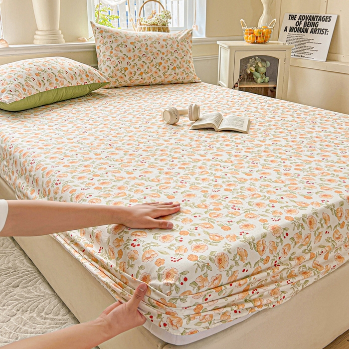 91家纺网 家纺一手货源 找家纺 朵朵家纺 2025新款超柔水洗棉云感印花单床笠床垫保护套床笠（床垫保护套可定制尺寸 ）-场景三 热恋