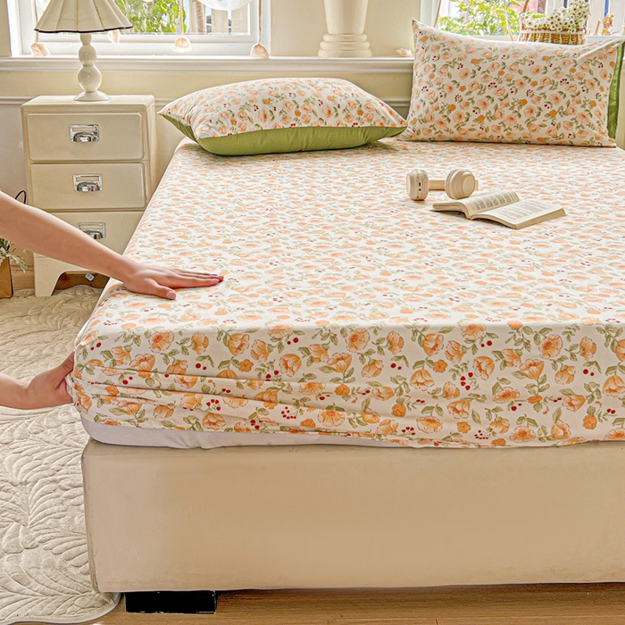 91家纺网 家纺一手货源 找家纺 朵朵家纺 2025新款超柔水洗棉云感印花单床笠床垫保护套床笠（床垫保护套可定制尺寸 ）-场景三 热恋