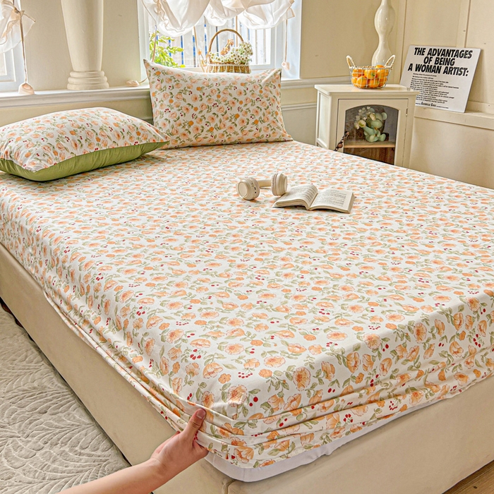 91家纺网 家纺一手货源 找家纺 朵朵家纺 2025新款超柔水洗棉云感印花单床笠床垫保护套床笠（床垫保护套可定制尺寸 ）-场景三 热恋