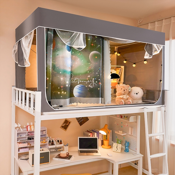 91家纺网 家纺一手货源 找家纺 （总）水妙家纺 2025年新款强遮光学生上下铺床帘蚊账