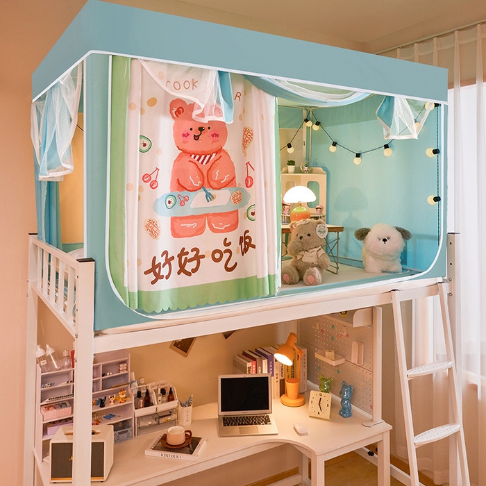 91家纺网 家纺一手货源 找家纺 （总）水妙家纺 2025年新款强遮光学生上下铺床帘蚊账