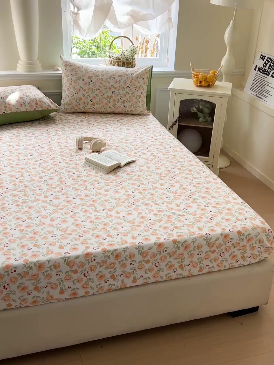 91家纺网 家纺一手货源 找家纺 朵朵家纺 2025新款超柔水洗棉云感印花单床笠床垫保护套床笠（床垫保护套可定制尺寸 ）-场景三 热恋