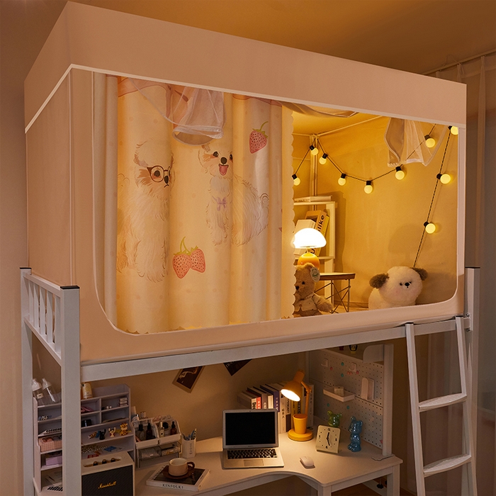 91家纺网 家纺一手货源 找家纺 水妙家纺 2025年新款强遮光学生上下铺床帘蚊账 甜心宝贝