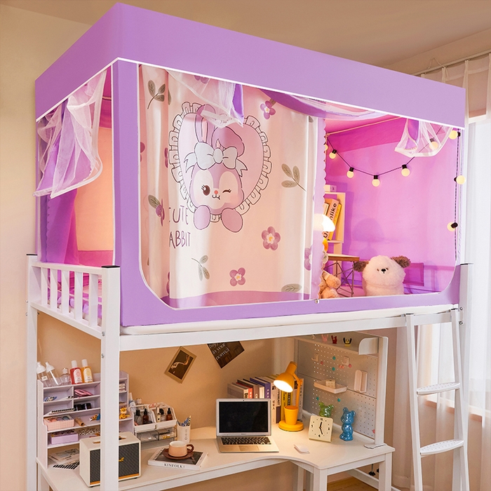 水妙家纺 2025年新款强遮光学生上下铺床帘蚊账 贝贝兔