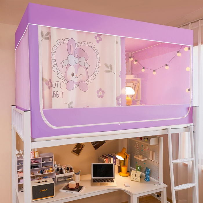 91家纺网 家纺一手货源 找家纺 水妙家纺 2025年新款强遮光学生上下铺床帘蚊账 贝贝兔