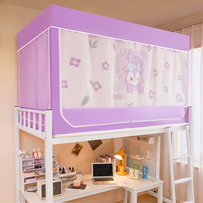 91家纺网 家纺一手货源 找家纺 水妙家纺 2025年新款强遮光学生上下铺床帘蚊账 贝贝兔