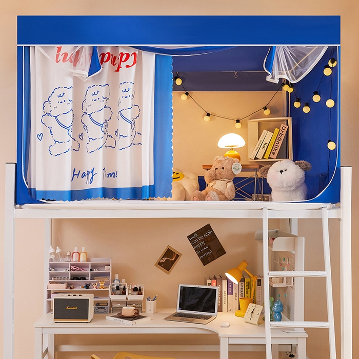 91家纺网 家纺一手货源 找家纺 水妙家纺 2025年新款强遮光学生上下铺床帘蚊账 欢乐小狗