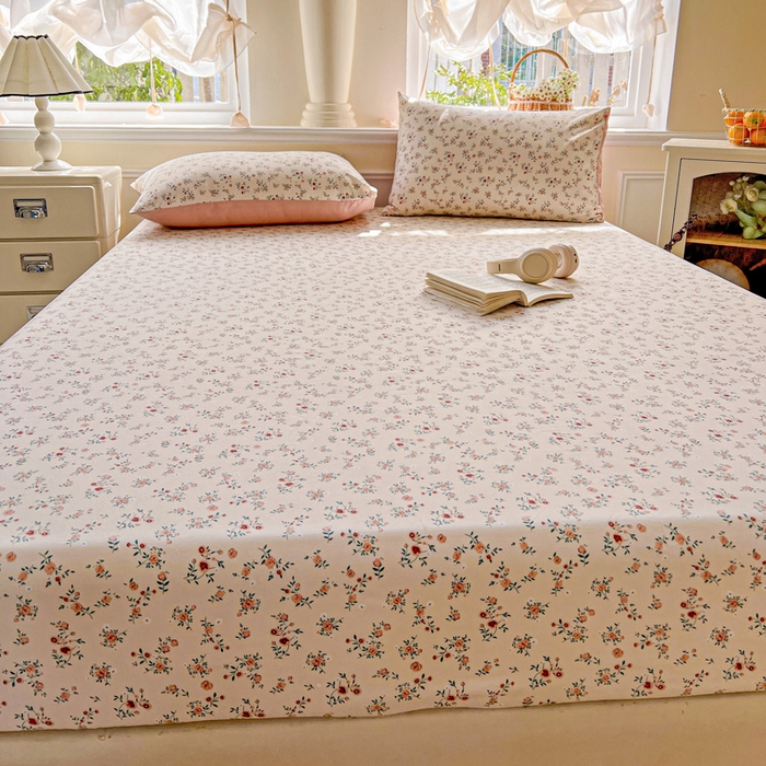 91家纺网 家纺一手货源 找家纺 朵朵家纺 2025新款超柔水洗棉云感印花单床笠床垫保护套床笠（床垫保护套可定制尺寸 ）-场景三 忘忧草