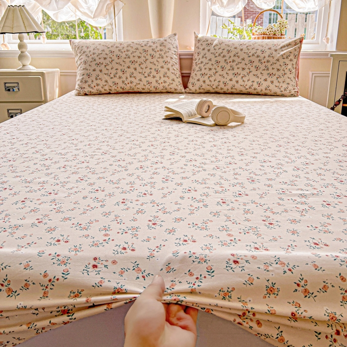 91家纺网 家纺一手货源 找家纺 朵朵家纺 2025新款超柔水洗棉云感印花单床笠床垫保护套床笠（床垫保护套可定制尺寸 ）-场景三 忘忧草