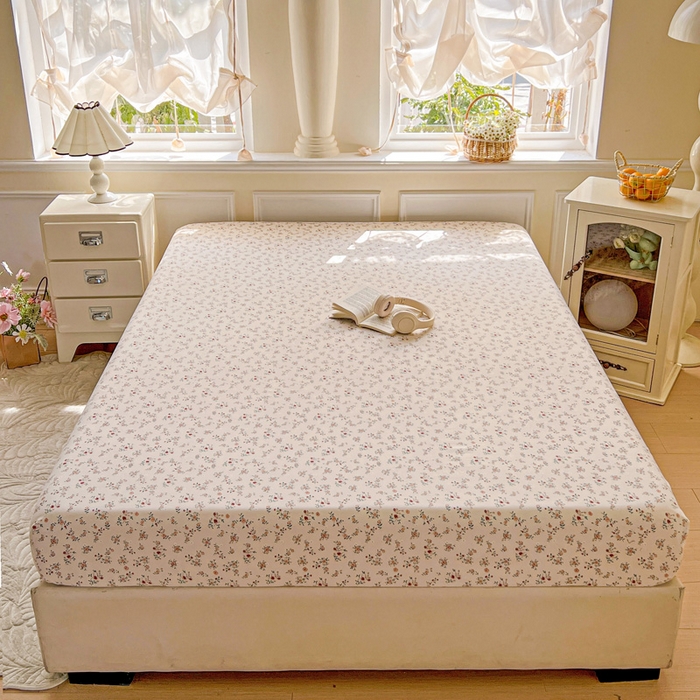 91家纺网 家纺一手货源 找家纺 朵朵家纺 2025新款超柔水洗棉云感印花单床笠床垫保护套床笠（床垫保护套可定制尺寸 ）-场景三 忘忧草