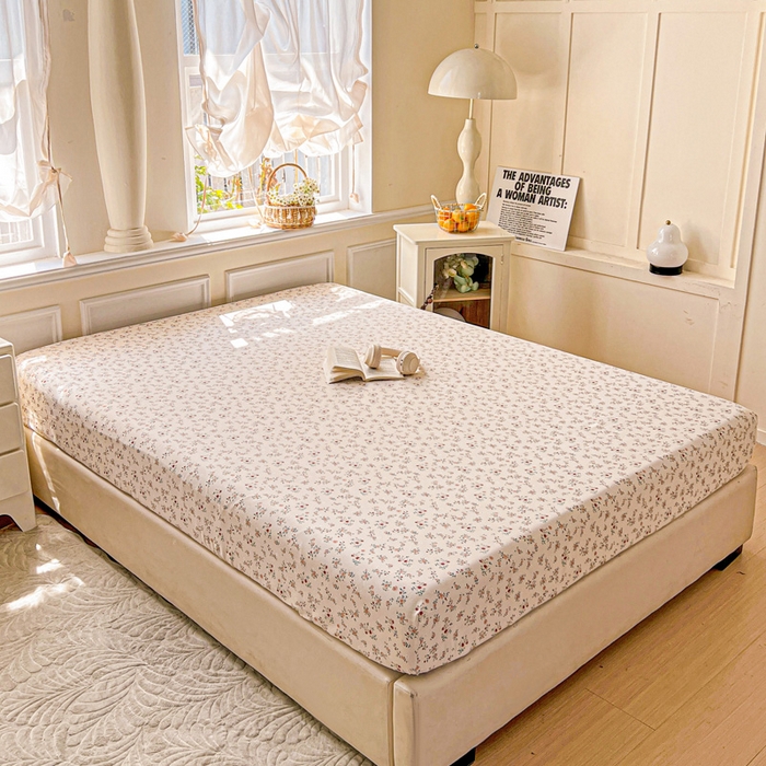 91家纺网 家纺一手货源 找家纺 朵朵家纺 2025新款超柔水洗棉云感印花单床笠床垫保护套床笠（床垫保护套可定制尺寸 ）-场景三 忘忧草