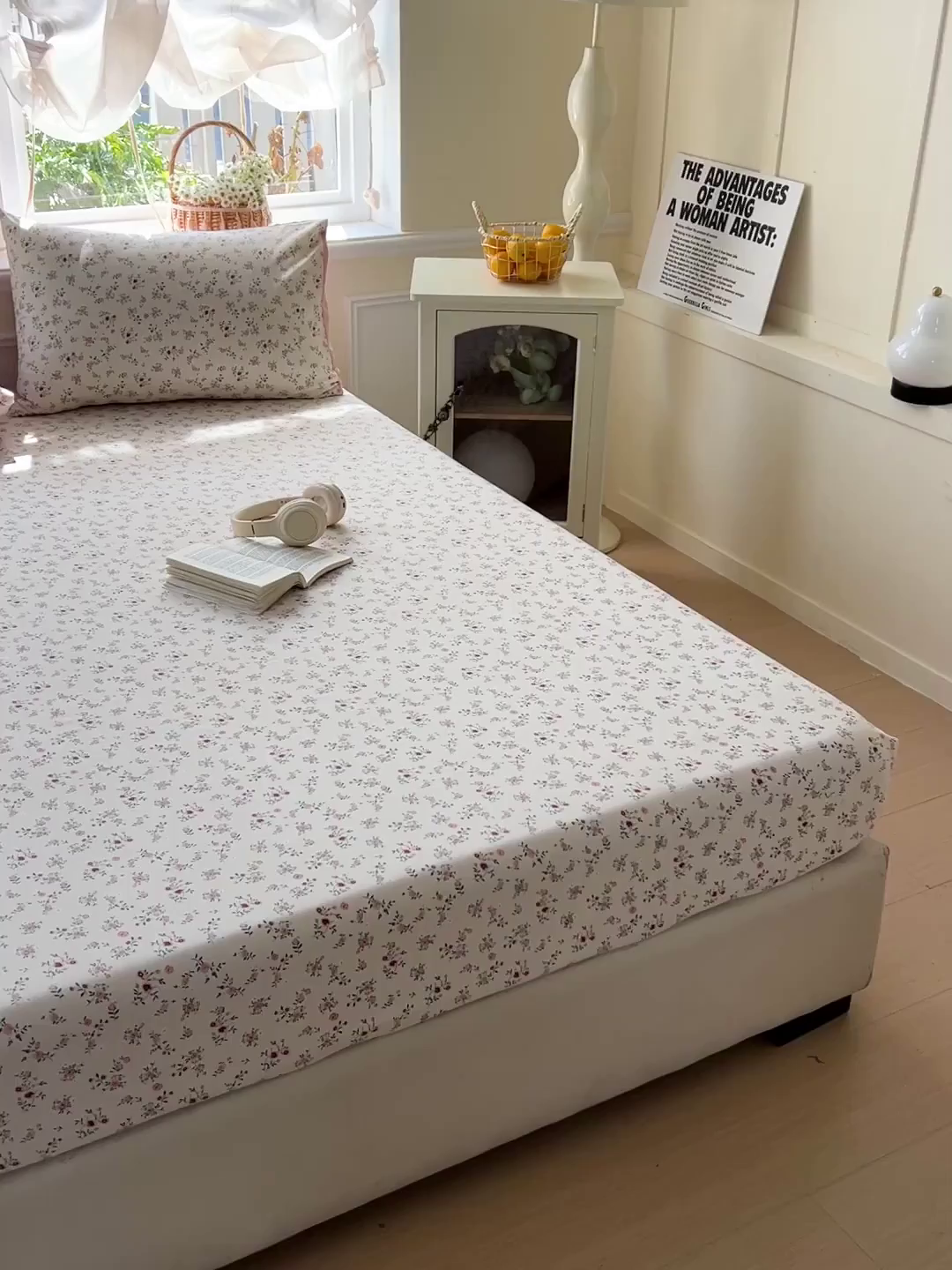 91家纺网 家纺一手货源 找家纺 朵朵家纺 2025新款超柔水洗棉云感印花单床笠床垫保护套床笠（床垫保护套可定制尺寸 ）-场景三 忘忧草