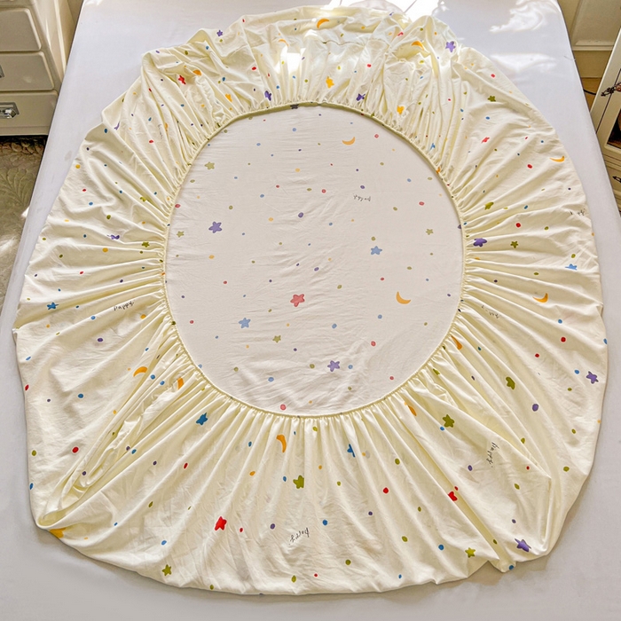 91家纺网 家纺一手货源 找家纺 朵朵家纺 2025新款超柔水洗棉云感印花单床笠床垫保护套床笠（床垫保护套可定制尺寸 ）-场景三 星月