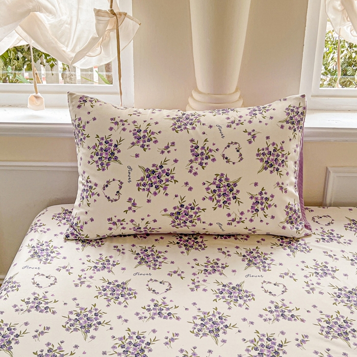 91家纺网 家纺一手货源 找家纺 朵朵家纺 2025新款超柔水洗棉云感印花单床笠床垫保护套床笠（床垫保护套可定制尺寸 ）-场景三 薰衣草