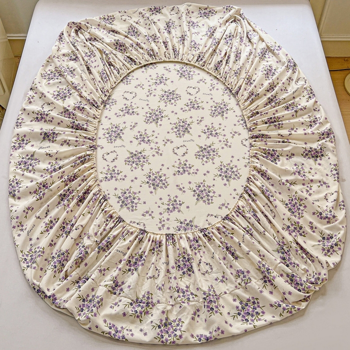 91家纺网 家纺一手货源 找家纺 朵朵家纺 2025新款超柔水洗棉云感印花单床笠床垫保护套床笠（床垫保护套可定制尺寸 ）-场景三 薰衣草