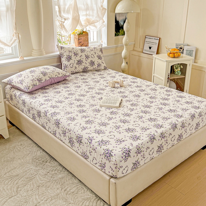 91家纺网 家纺一手货源 找家纺 朵朵家纺 2025新款超柔水洗棉云感印花单床笠床垫保护套床笠（床垫保护套可定制尺寸 ）-场景三 薰衣草