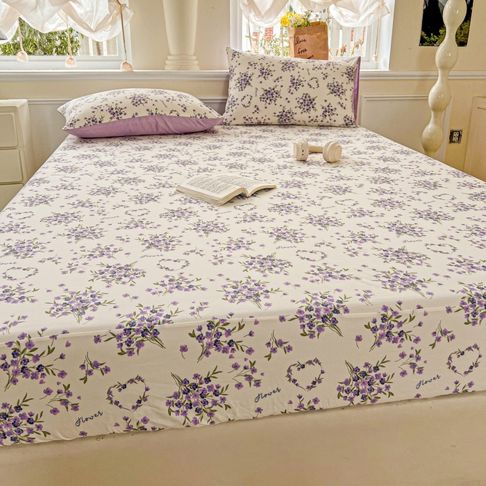 91家纺网 家纺一手货源 找家纺 朵朵家纺 2025新款超柔水洗棉云感印花单床笠床垫保护套床笠（床垫保护套可定制尺寸 ）-场景三 薰衣草