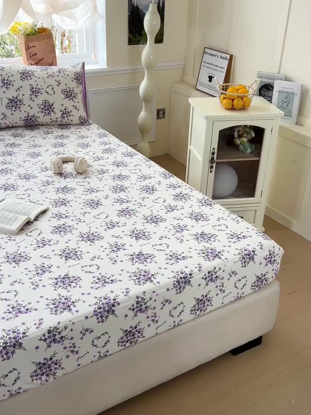 91家纺网 家纺一手货源 找家纺 朵朵家纺 2025新款超柔水洗棉云感印花单床笠床垫保护套床笠（床垫保护套可定制尺寸 ）-场景三 薰衣草