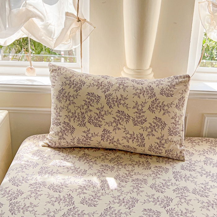 91家纺网 家纺一手货源 找家纺 朵朵家纺 2025新款超柔水洗棉云感印花单床笠床垫保护套床笠（床垫保护套可定制尺寸 ）-场景三 紫颜