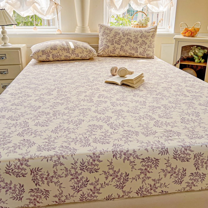 91家纺网 家纺一手货源 找家纺 朵朵家纺 2025新款超柔水洗棉云感印花单床笠床垫保护套床笠（床垫保护套可定制尺寸 ）-场景三 紫颜