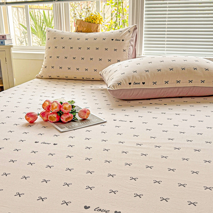 91家纺网 家纺一手货源 找家纺 朵朵家纺 2025新款超柔水洗棉云感印花单床笠床垫保护套床笠（床垫保护套可定制尺寸 ）-场景二 蝴蝶结