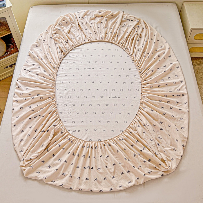 91家纺网 家纺一手货源 找家纺 朵朵家纺 2025新款超柔水洗棉云感印花单床笠床垫保护套床笠（床垫保护套可定制尺寸 ）-场景二 蝴蝶结