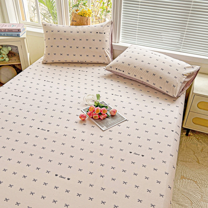91家纺网 家纺一手货源 找家纺 朵朵家纺 2025新款超柔水洗棉云感印花单床笠床垫保护套床笠（床垫保护套可定制尺寸 ）-场景二 蝴蝶结